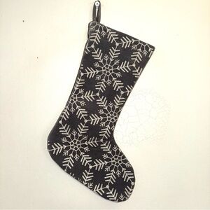 Max Studio Gray Velvet Silver Thread Snowflakes Christmas Stocking 19.5 in